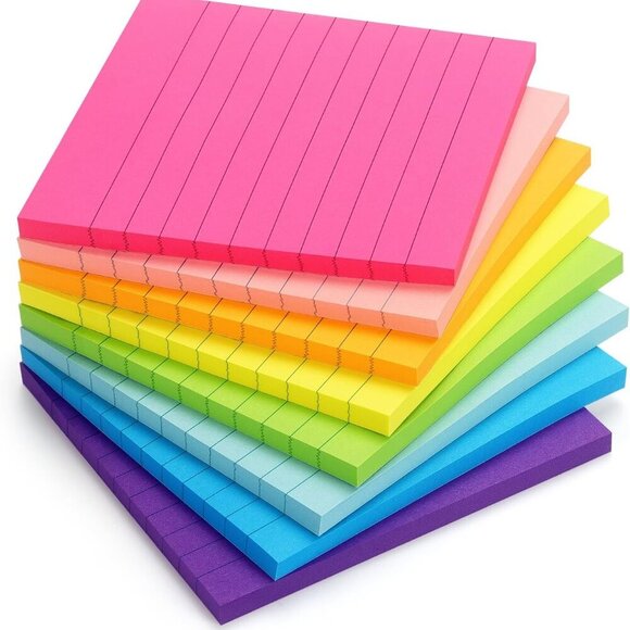 8 Pads Lined Sticky Notes 4x4 Sticky Notes with Lines Self-Stick Note Pads 8 Bri - Picture 1 of 7